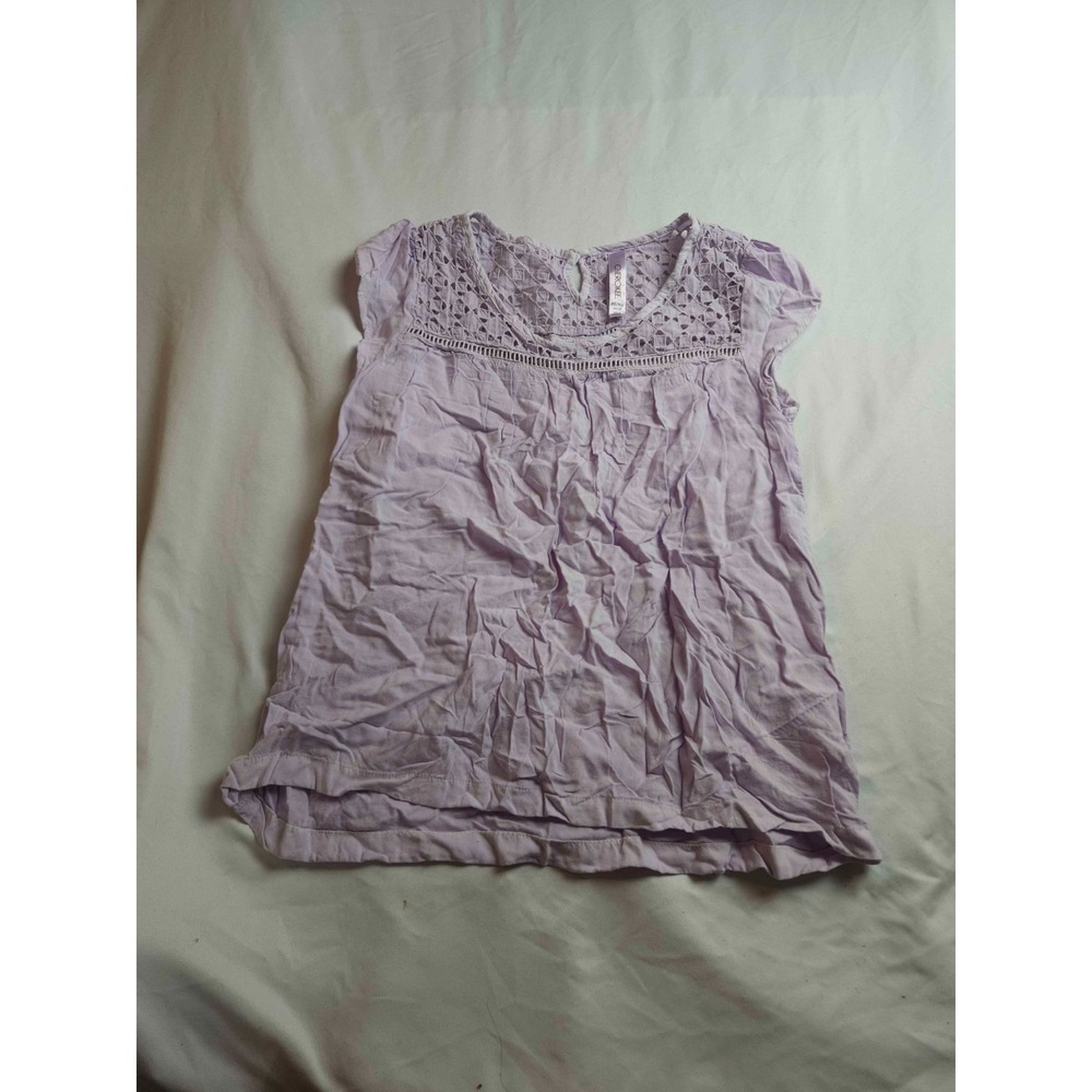 Cherokee Pullover Blouse Girls Size XL Purple Woven Lace Yoke Eyelet Crochet Top